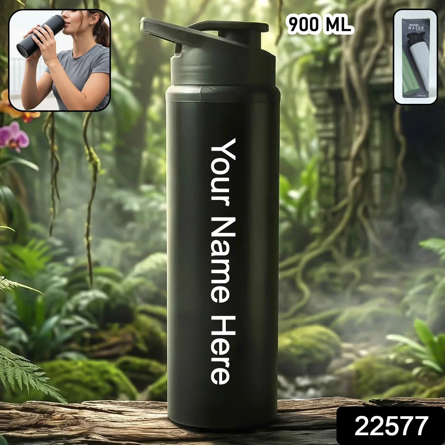 Customized Premium Stainless Steel Sports Water Bottle with Flip Top Lid 900 ML - Image 2
