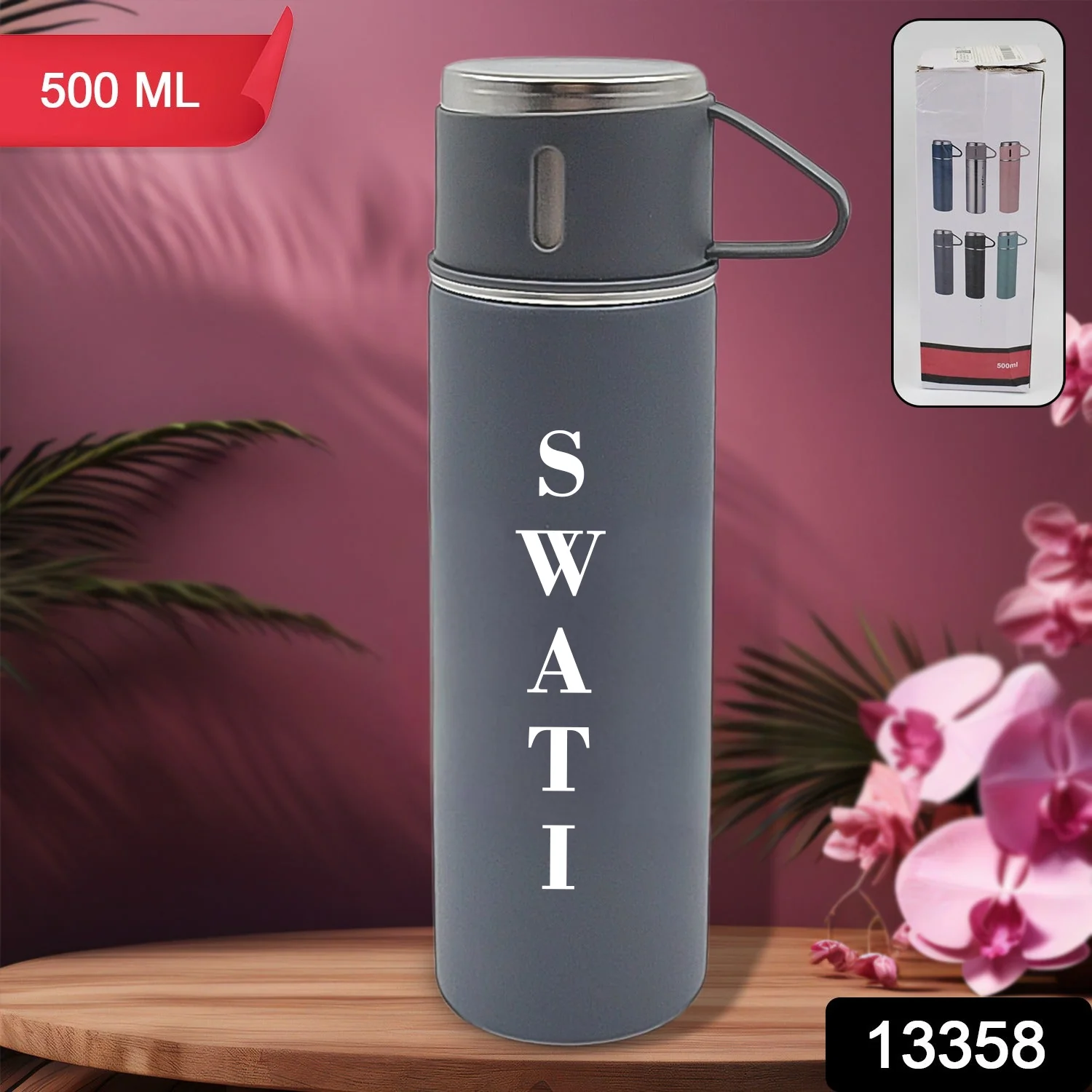 Customize Stainless Steel Vacuum Insulated Water Bottle with Mug (500 ML) - Image 5