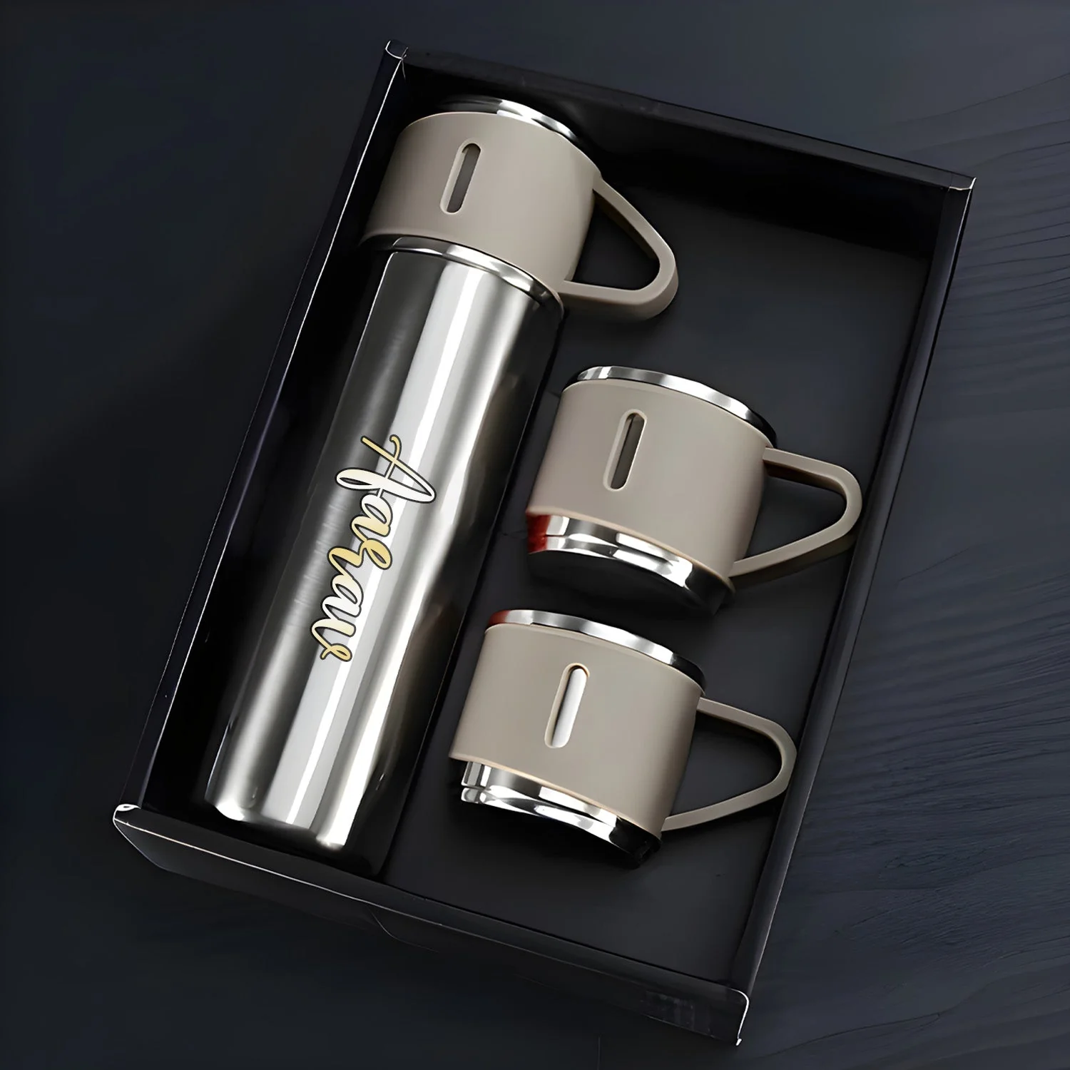 Customized Stainless Steel Vacuum Flask Set with 3 Cups – 500ML - Image 11