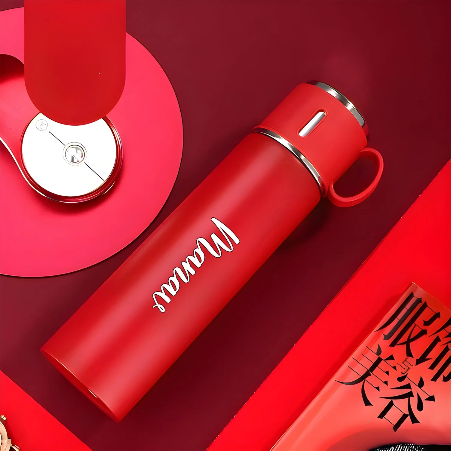Customized Stainless Steel Vacuum Flask Set with 3 Cups – 500ML - Image 5