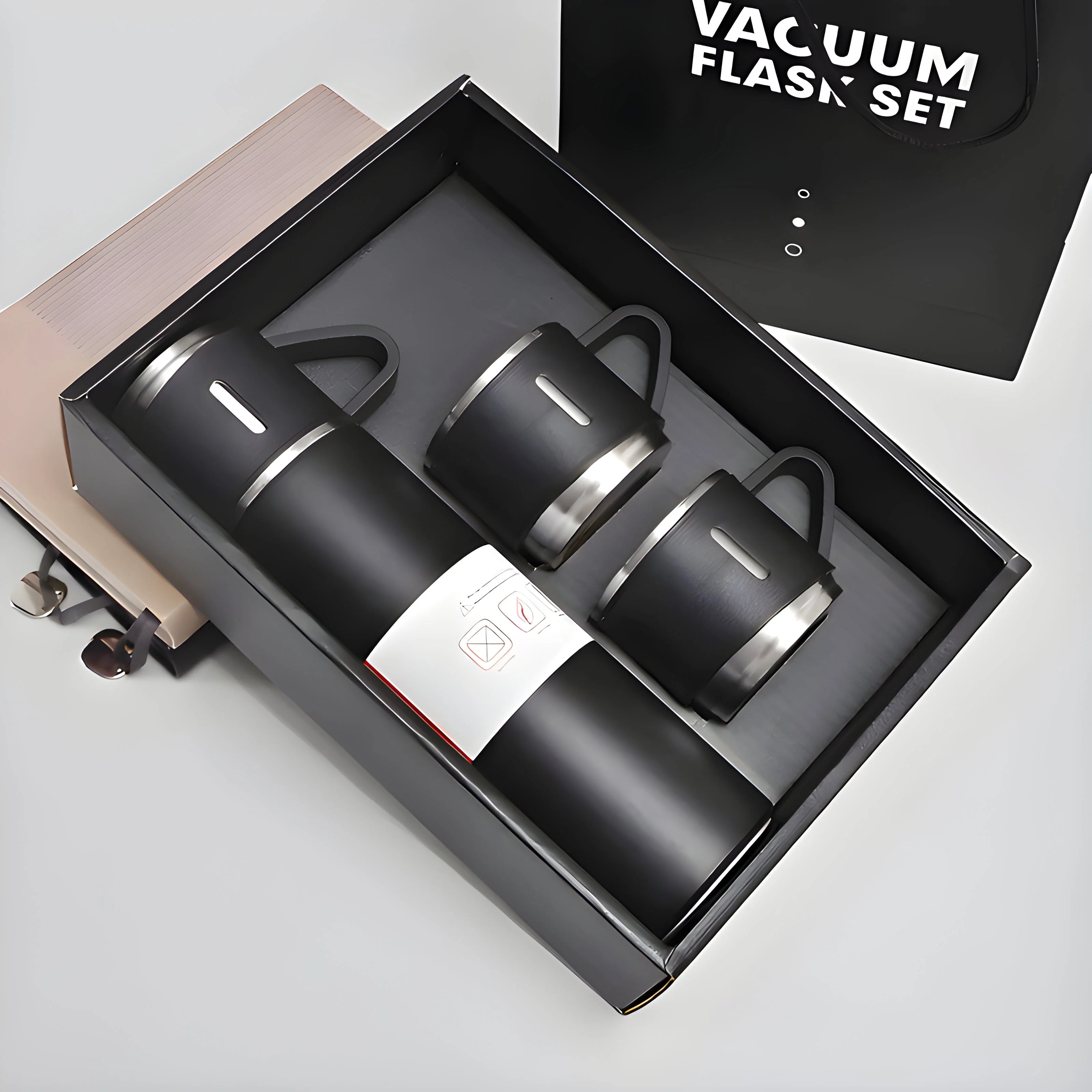 Customized Stainless Steel Vacuum Flask Set with 3 Cups – 500ML - Image 6