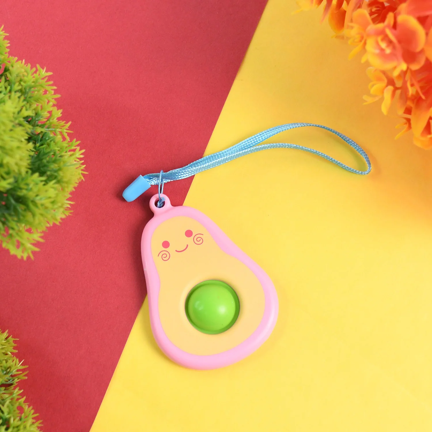 Cute Avocado-Shaped Mini Push Pop Keychain Toy with Strap (1 Pc) - Image 8