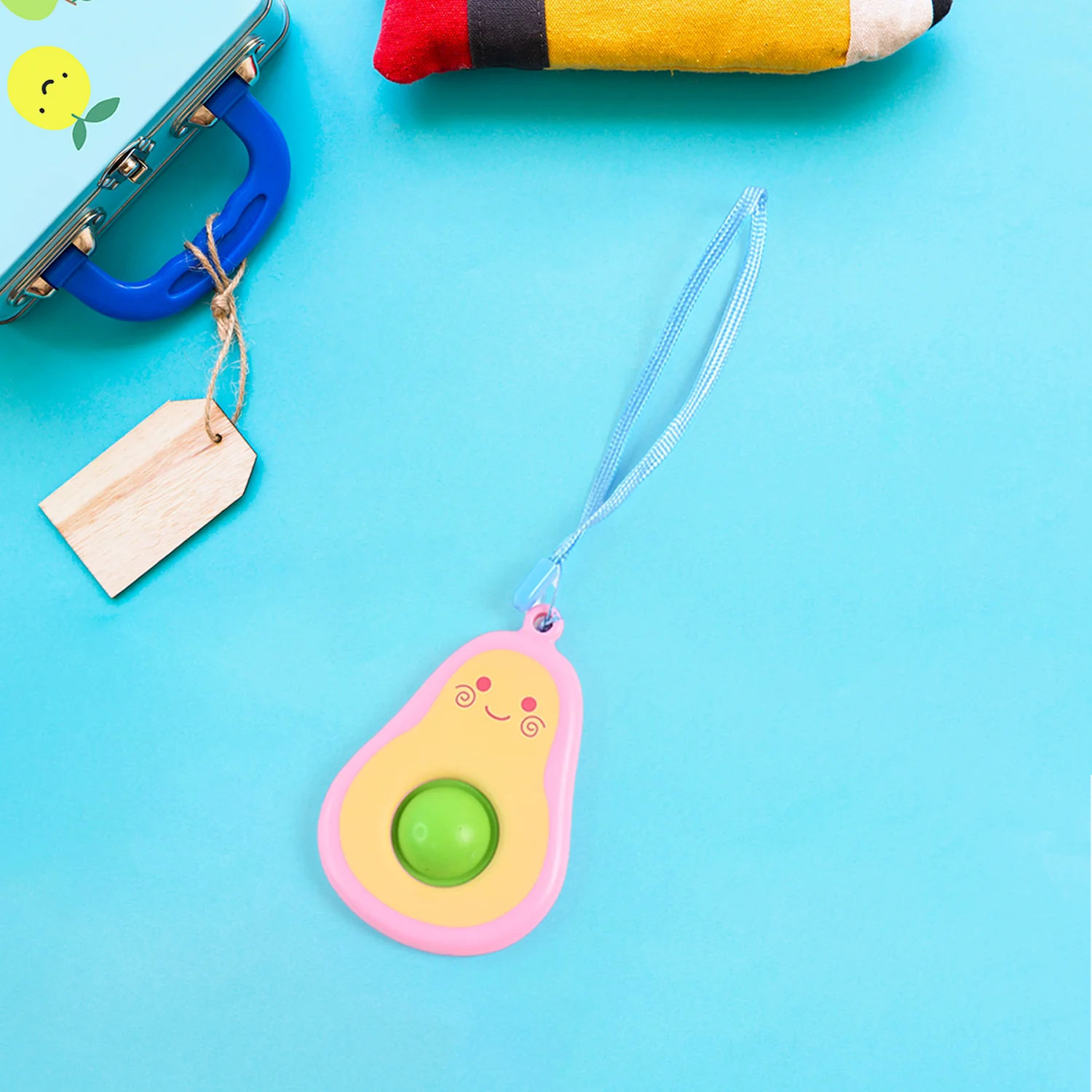 Cute Avocado-Shaped Mini Push Pop Keychain Toy with Strap (1 Pc) - Image 9