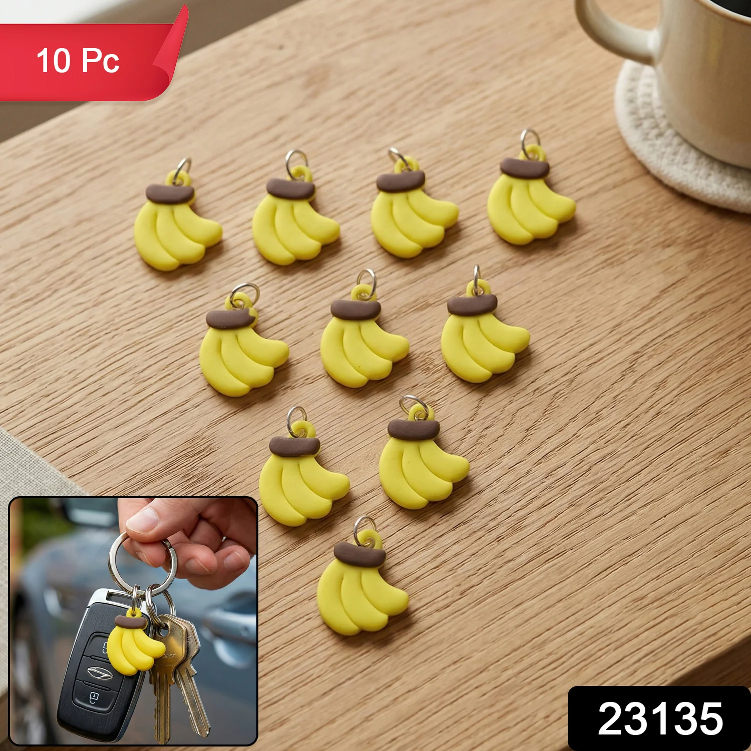 Cute Banana Shape Bag Charm Keychain Set (10 Pc) - Image 2