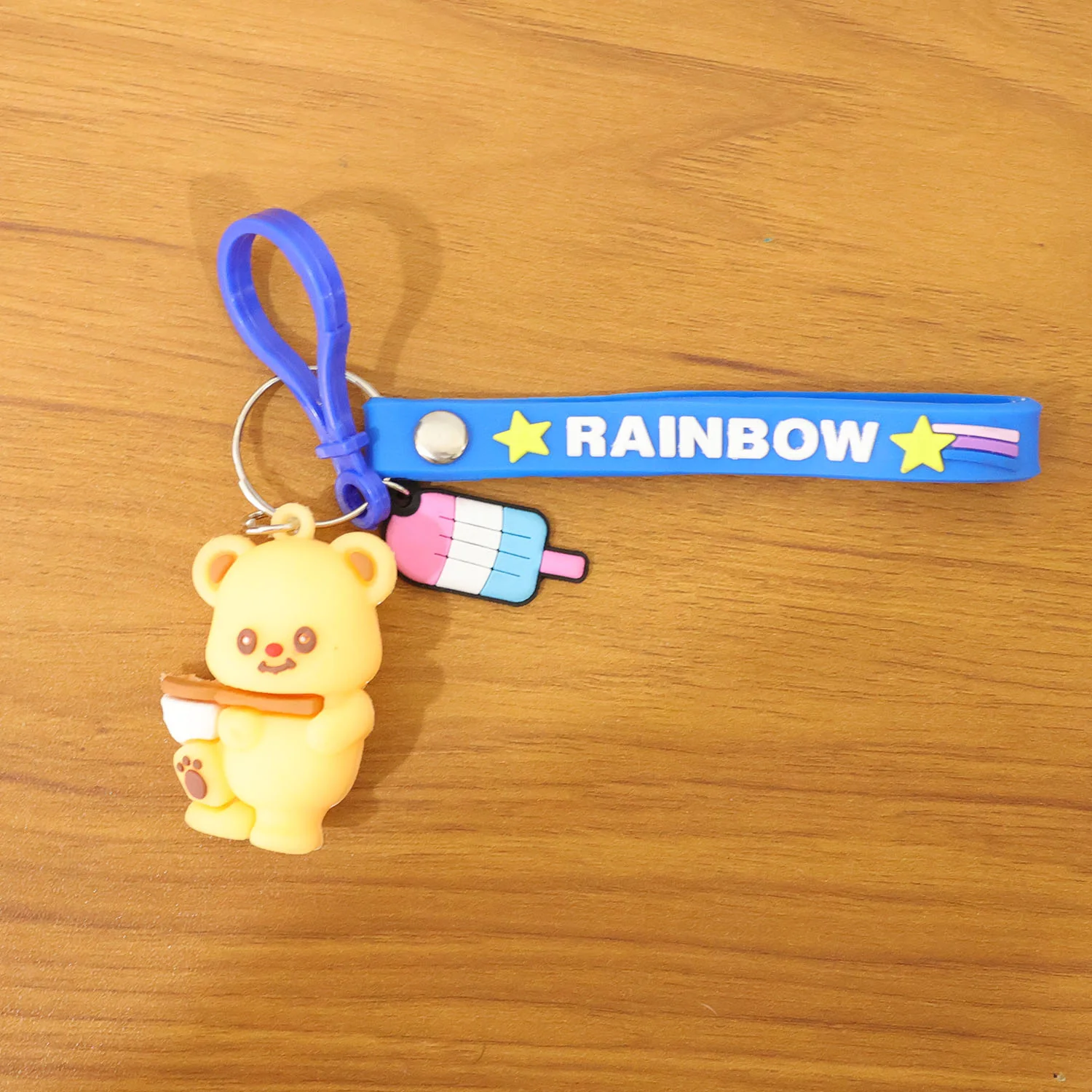 Cute Bear Cartoon Keychain with Rainbow Strap (1 Pc) - Image 8