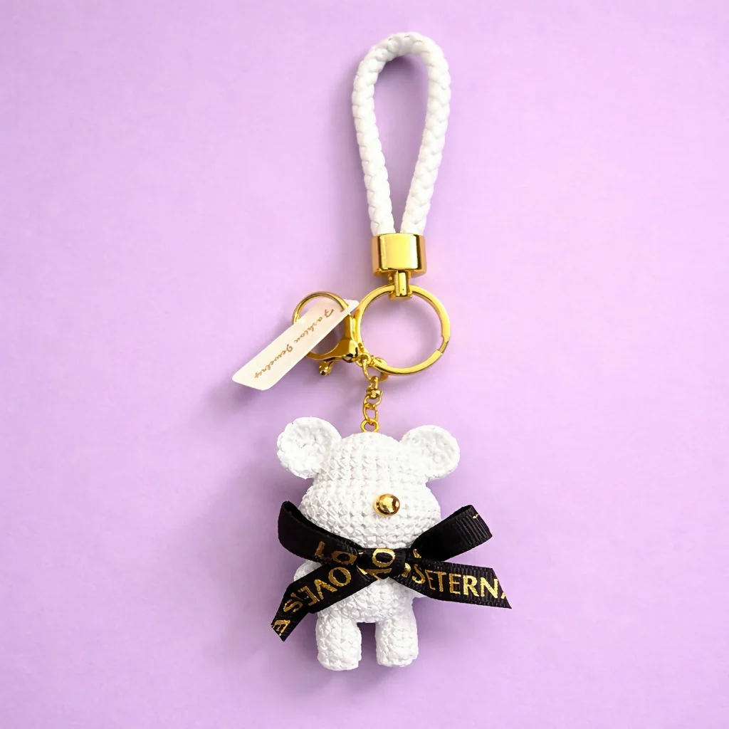 Cute Bear Keychain with Strap Decorative Bag Charm - Image 2