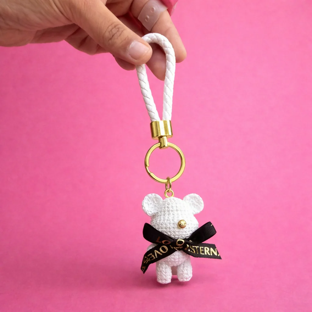 Cute Bear Keychain with Strap Decorative Bag Charm - Image 4