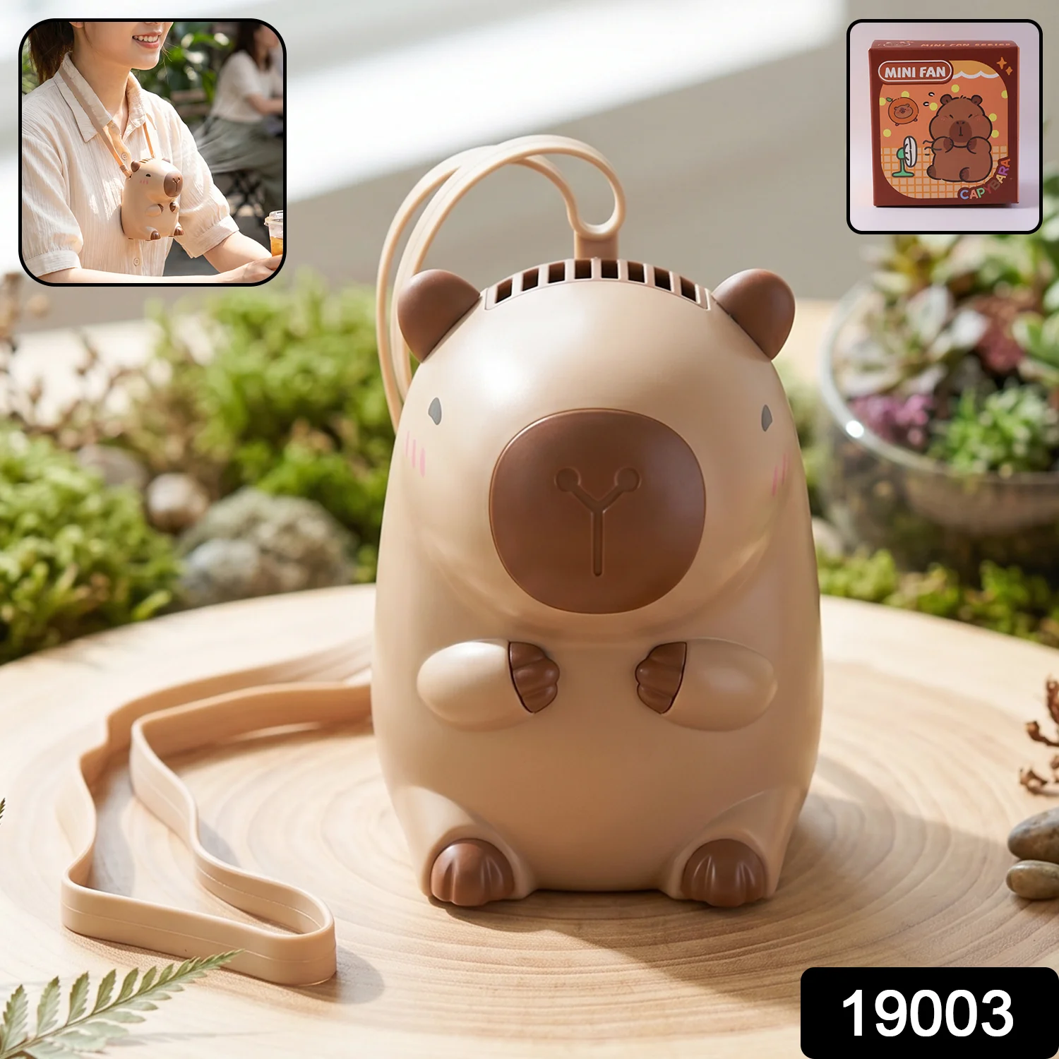 Cute Bear Shape Portable Mini Fan with Neck Strap (1 Pc) - Image 2