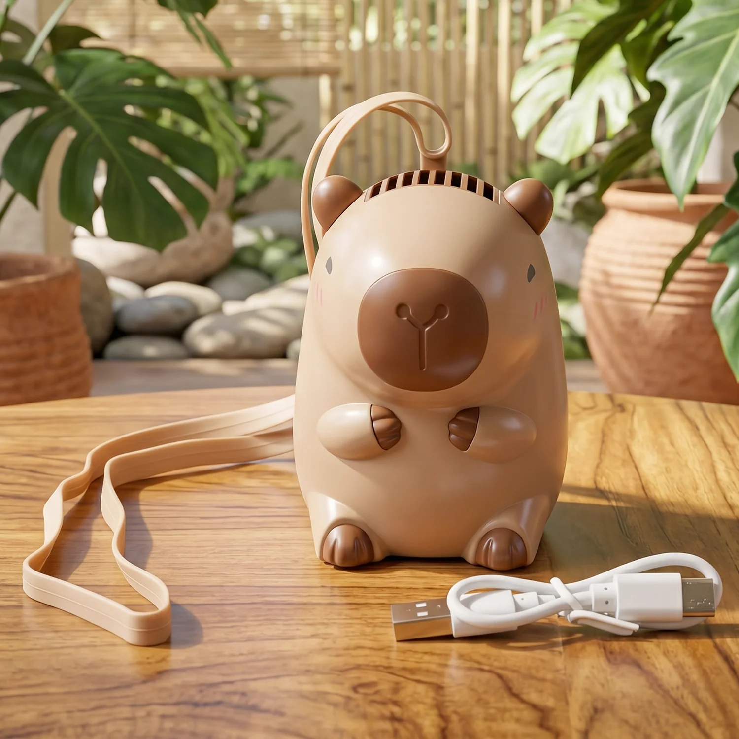 Cute Bear Shape Portable Mini Fan with Neck Strap (1 Pc) - Image 7