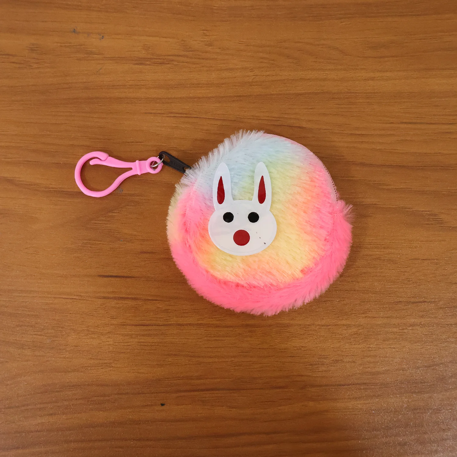 Cute Bunny Design Rainbow Fur Mini Coin Purse Keychain (1 Pc) - Image 8