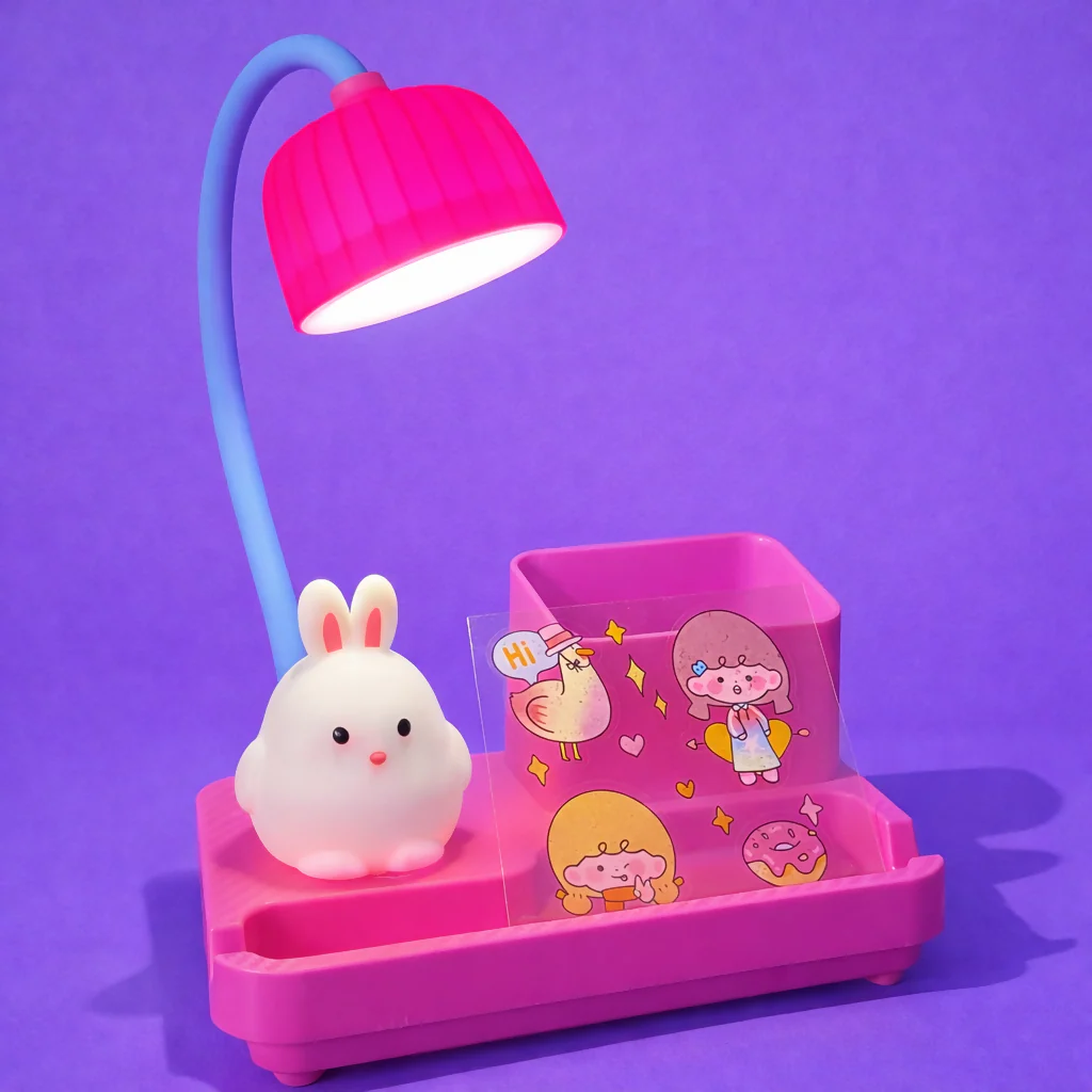 Cute Bunny LED Desk Lamp with Pen Holder & Organizer for Kids Study Table - Image 2