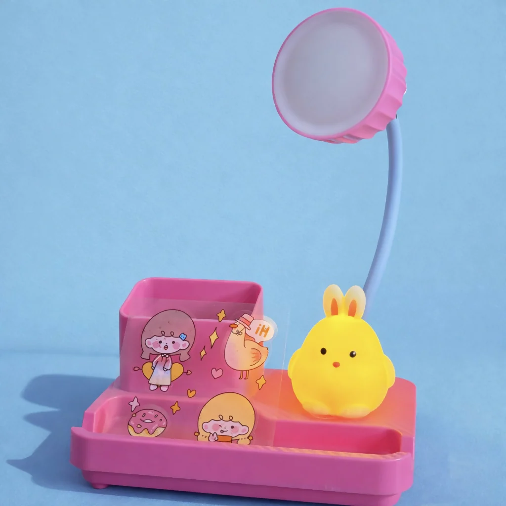 Cute Bunny LED Desk Lamp with Pen Holder & Organizer for Kids Study Table - Image 3