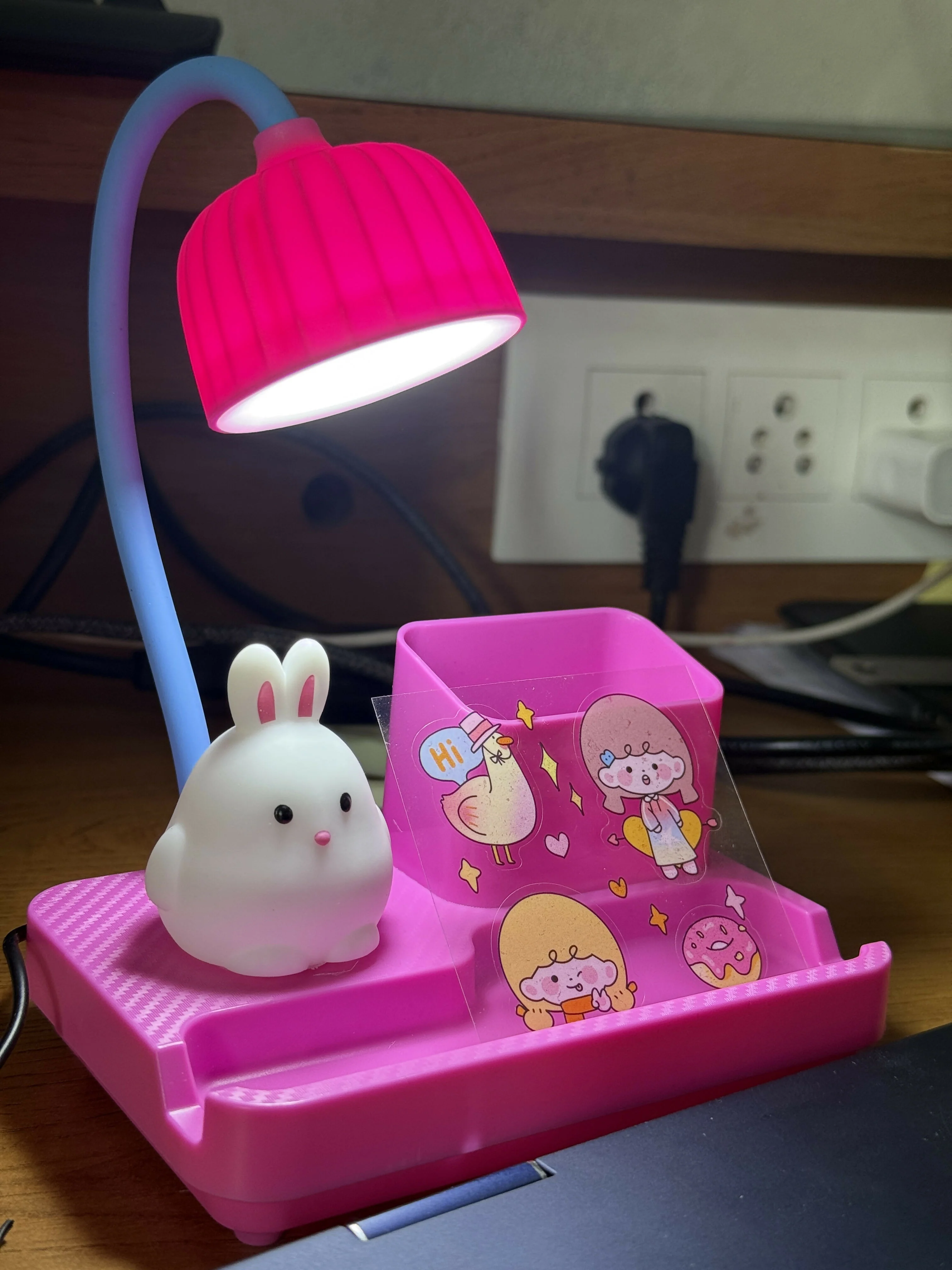 Cute Bunny LED Desk Lamp with Pen Holder & Organizer for Kids Study Table - Image 6