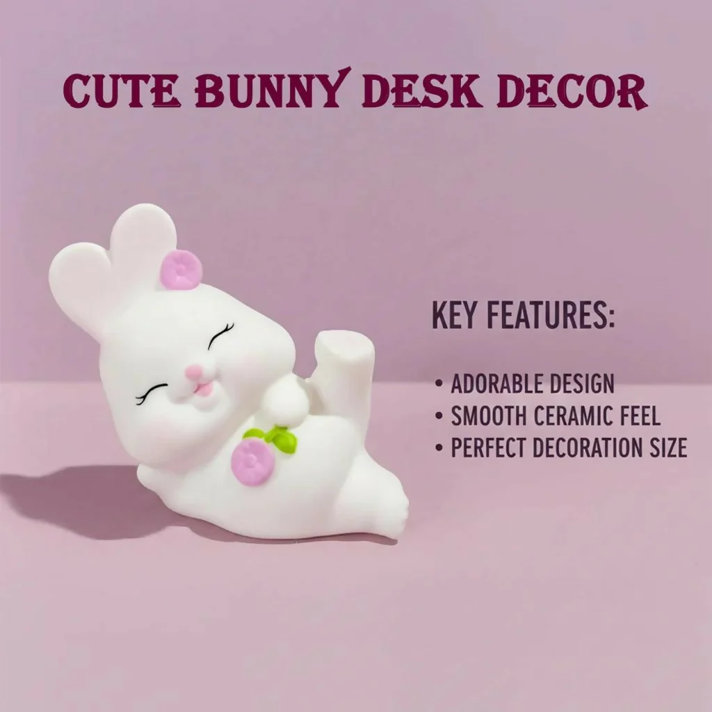 Cute Bunny LED Night Lamp for Kids Room Desk Decor - Image 2