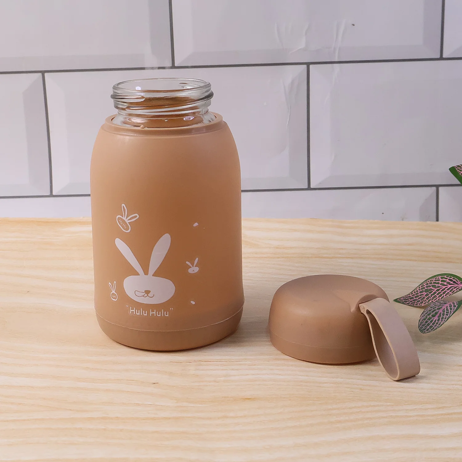 Cute Bunny Print Glass Drinking Bottle (330ML / 1 Pc, Mix Color) - Image 7