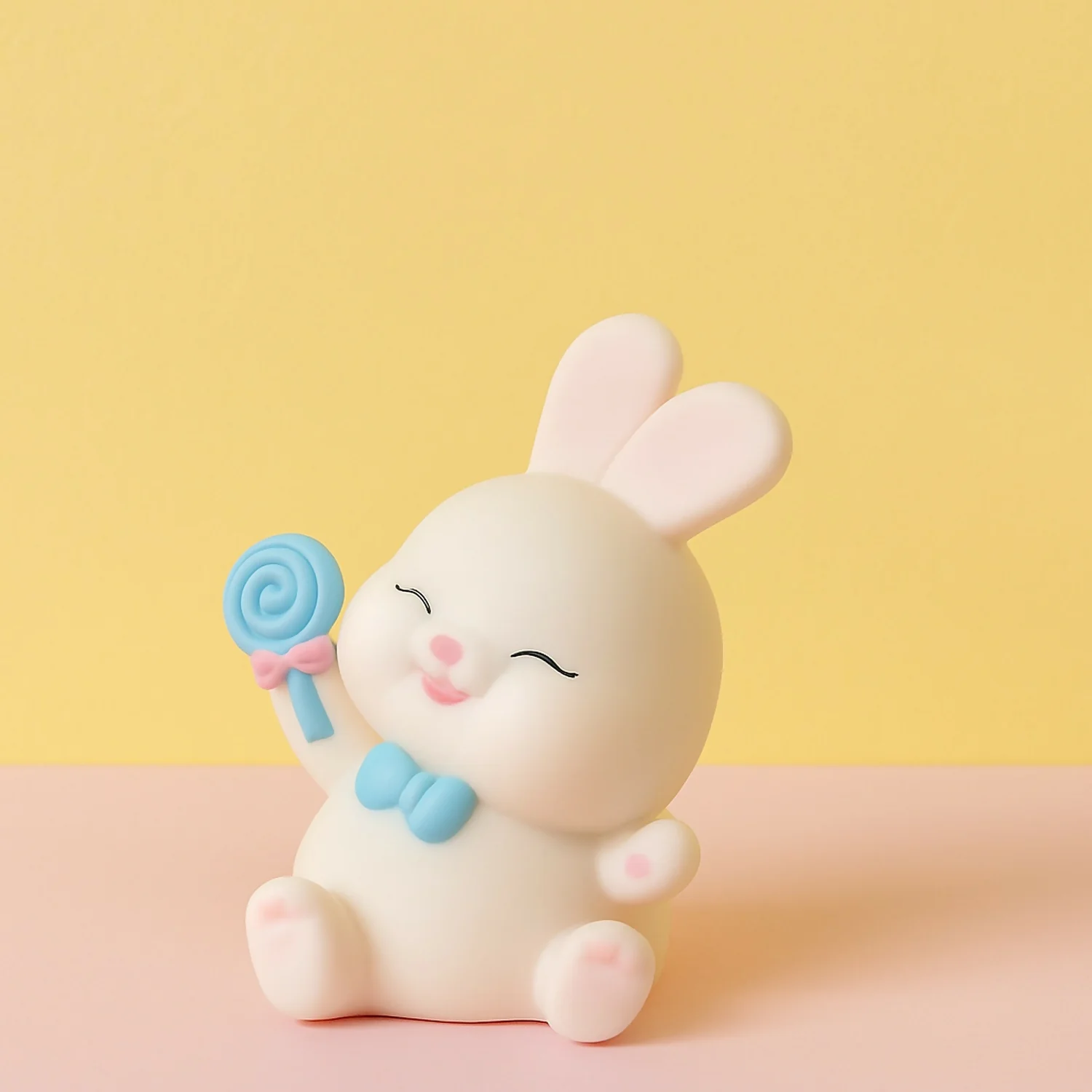 Cute Bunny with Lollipop Mini Figurine for Kids Room & Desk Decoration - Image 3