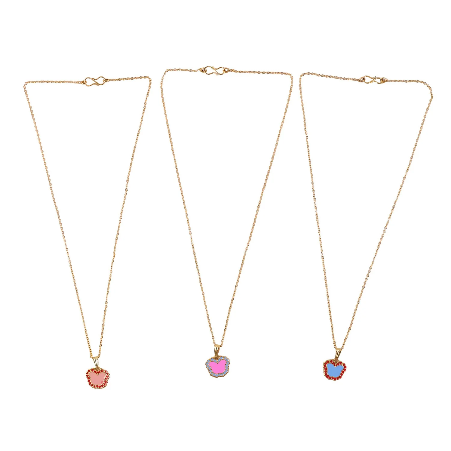 Cute Butterfly-Shaped Gold Pendant Necklace with Color Stones - Image 5