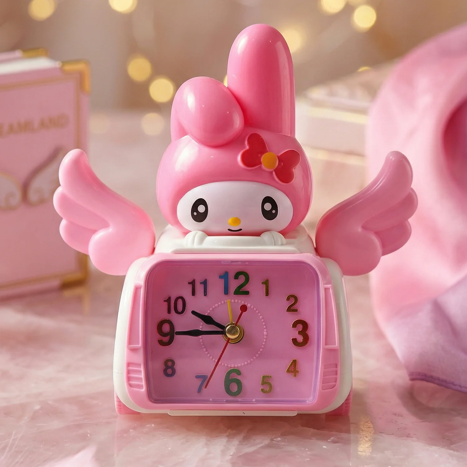 Cute Cartoon Bunny Car Style Pink Table Alarm Clock (1 Pc) - Image 3