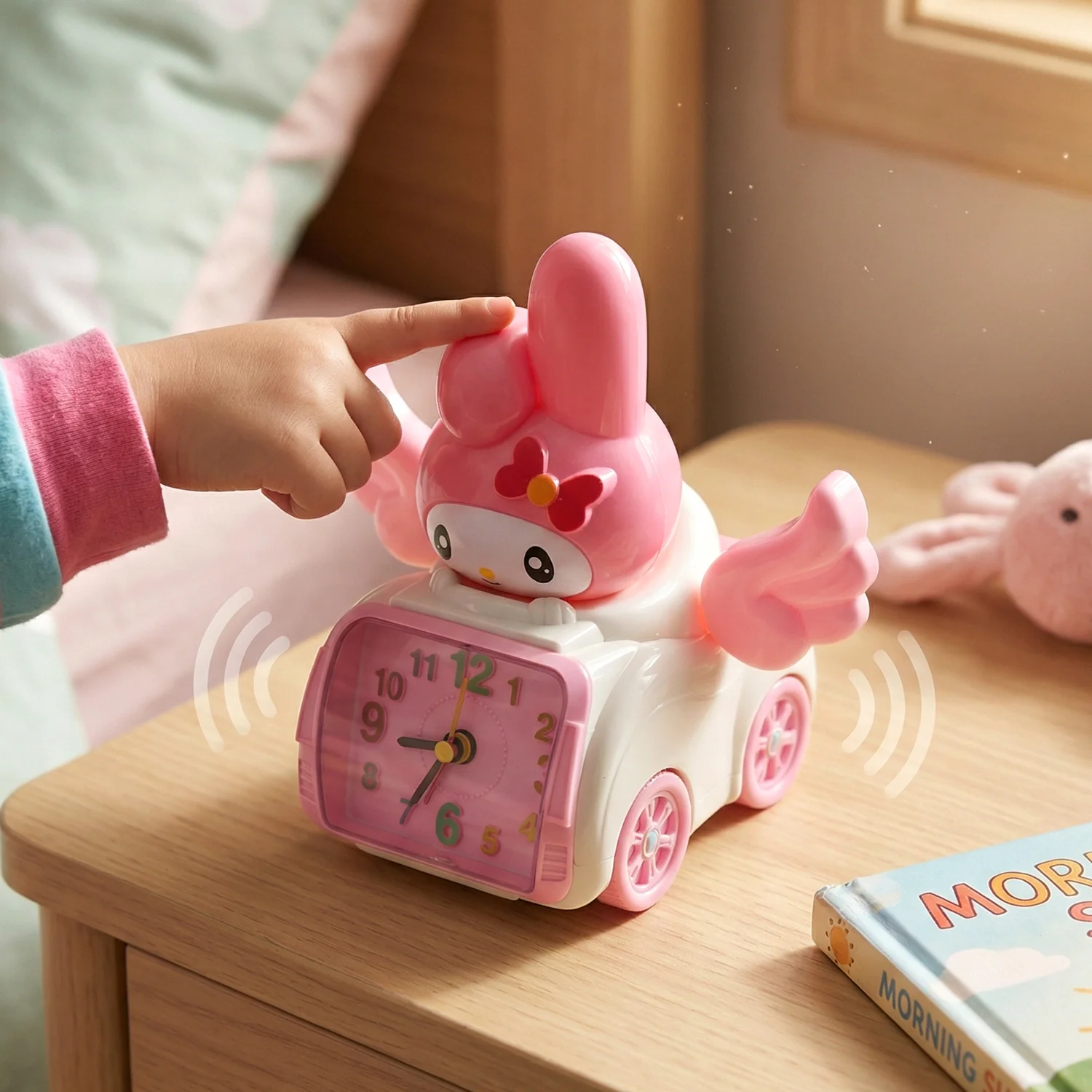 Cute Cartoon Bunny Car Style Pink Table Alarm Clock (1 Pc) - Image 7