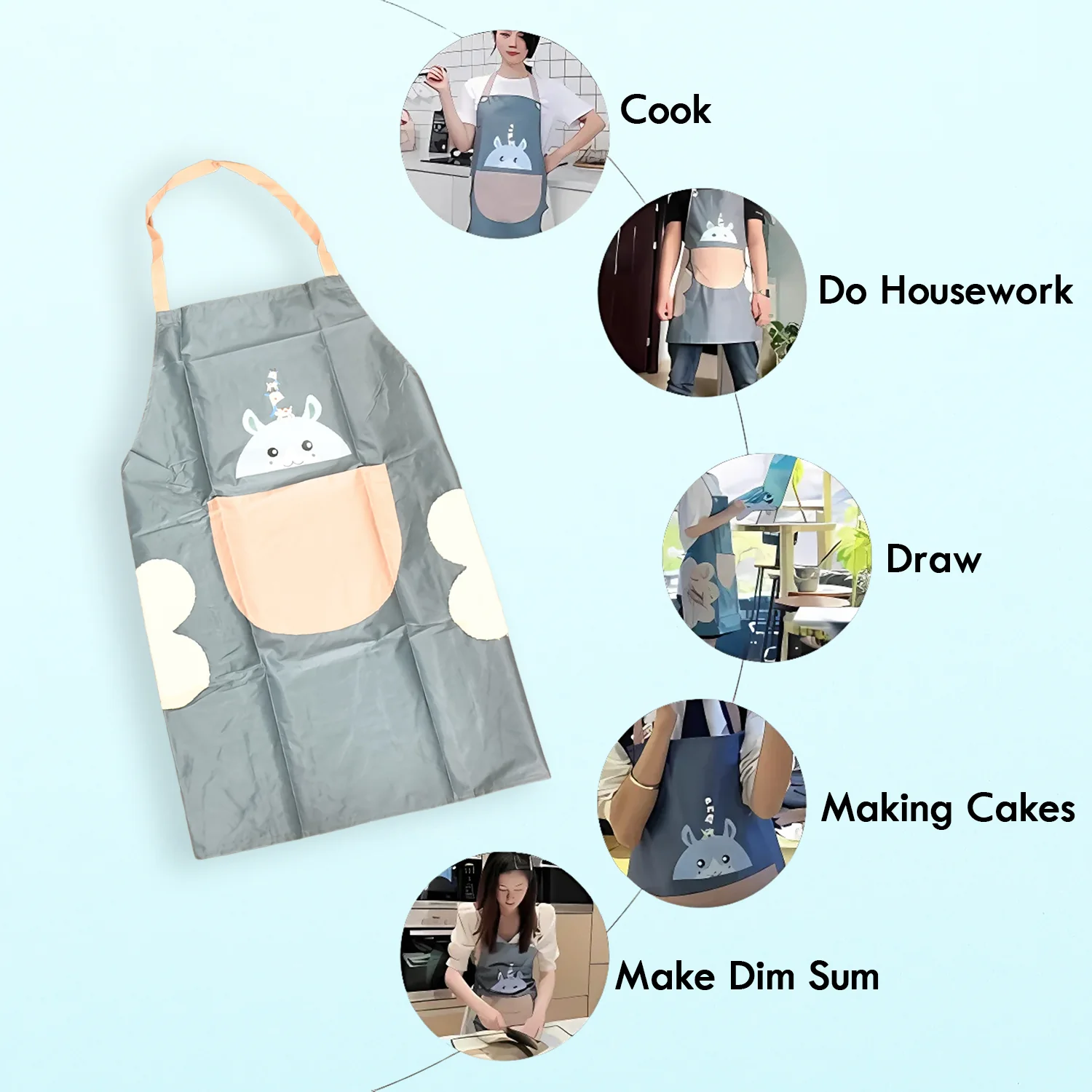Cute Cartoon Animal Design Kitchen Apron (1 Pc / Mix Design) - Image 6