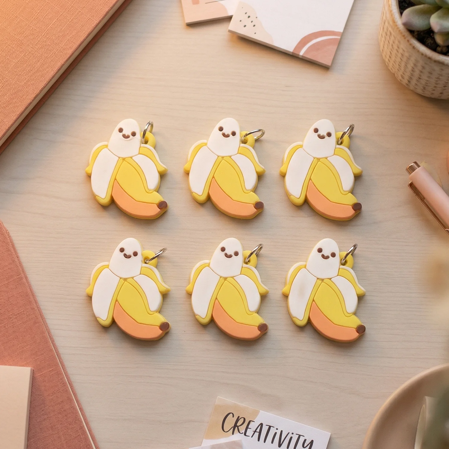 Cute Cartoon Banana Bag Charm Keychain Set (10 Pc) - Image 5