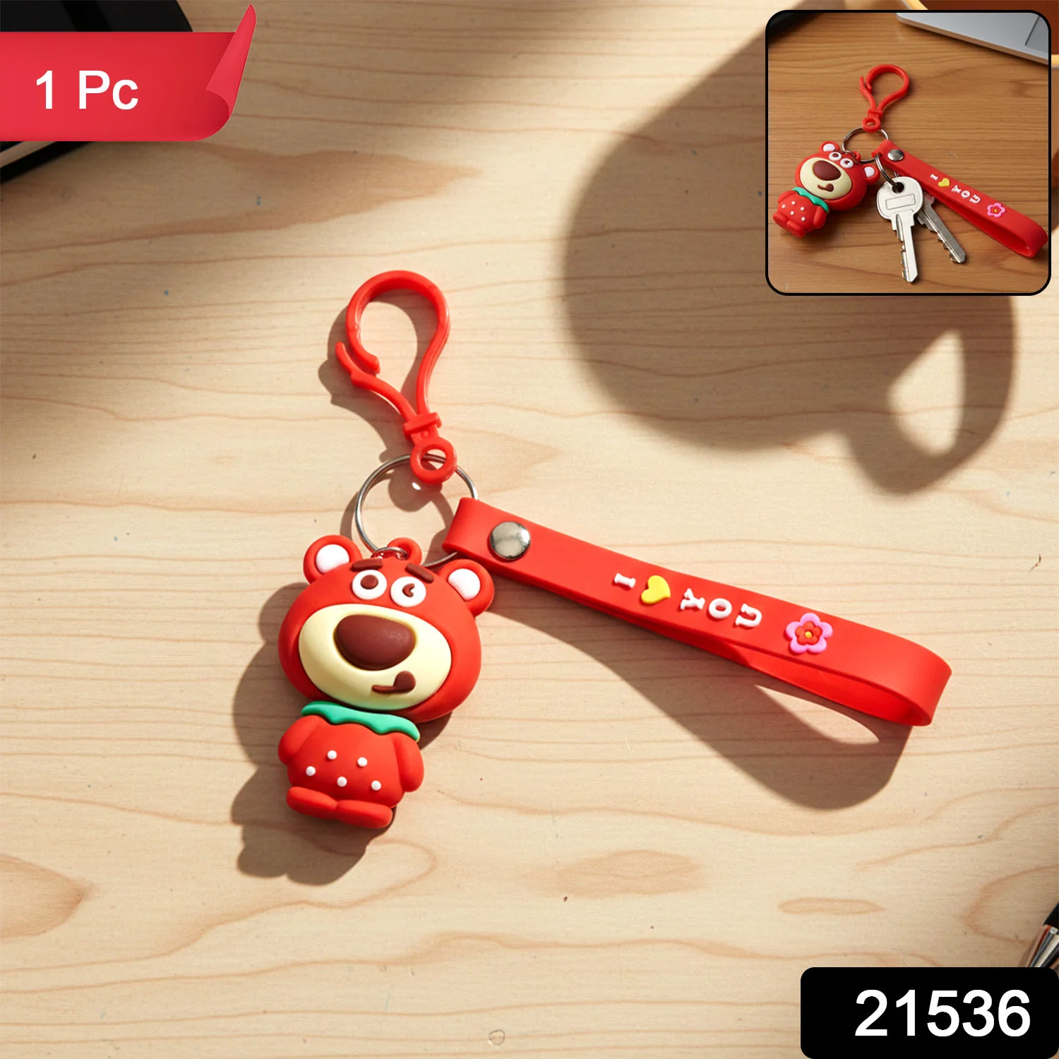 Cute Cartoon Bear Figure Keychain (1 Pc) - Image 2