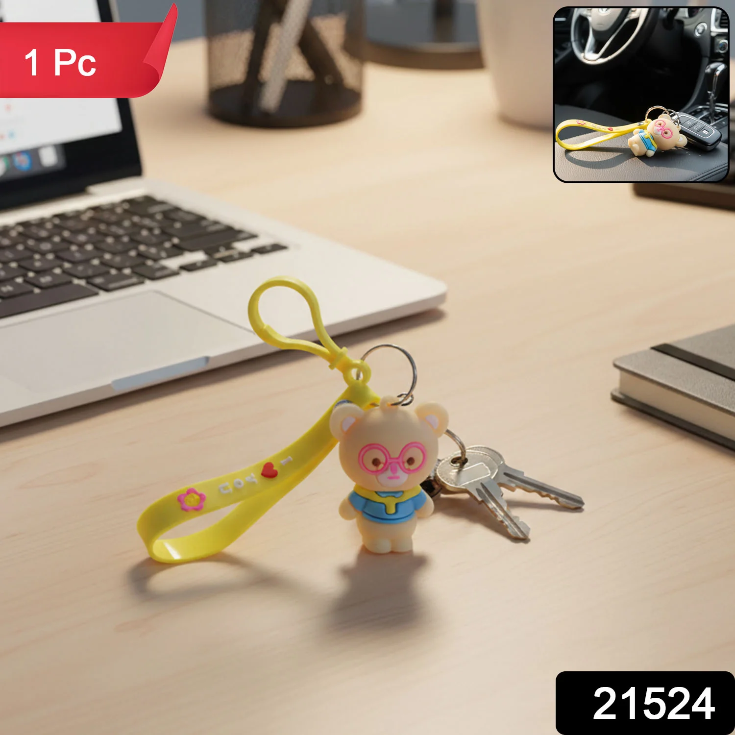 Cute Cartoon Bear Silicone Keychain (1 Pc) - Image 2