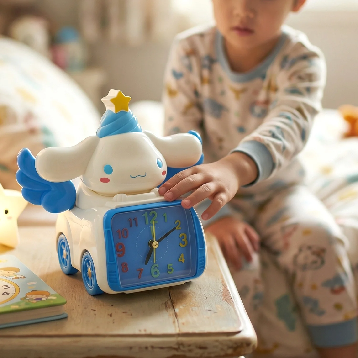 Cute Cartoon Bunny Angel Car Style Table Alarm Clock (1 Pc) - Image 3