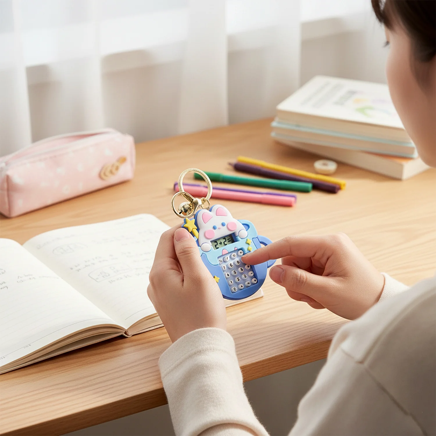 Cute Cartoon Bunny Calculator Keychain with Mini Digital Display (1 Pc) - Image 4