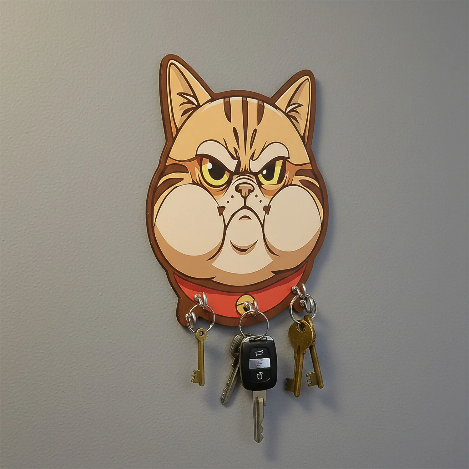 Cute Cartoon Cat Wooden Key Holder Wall Mounted Decorative Key Rack for Home Entrance - Image 3