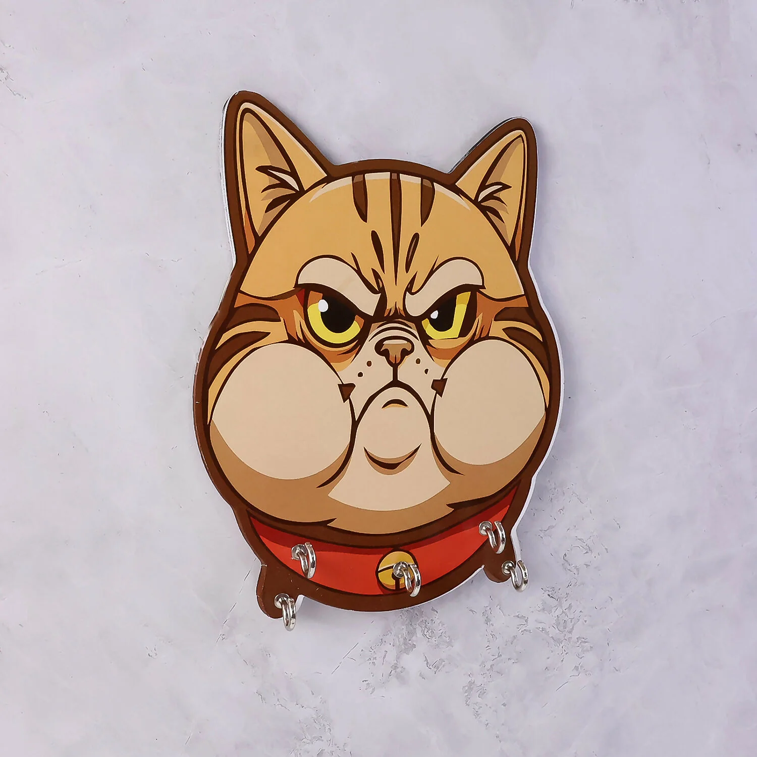 Cute Cartoon Cat Wooden Key Holder Wall Mounted Decorative Key Rack for Home Entrance - Image 4
