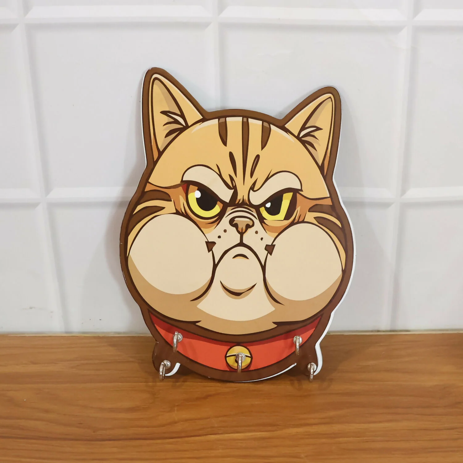 Cute Cartoon Cat Wooden Key Holder Wall Mounted Decorative Key Rack for Home Entrance - Image 7