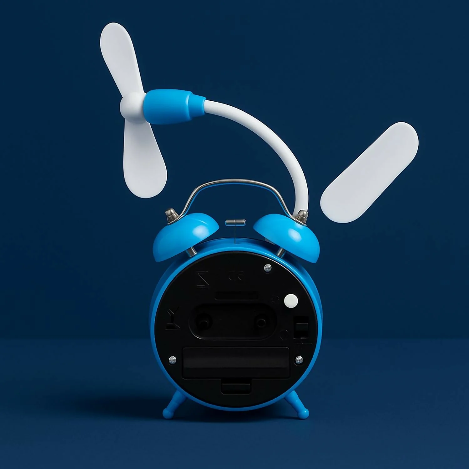 Cute Cartoon Dual Bell Kids Alarm Clock with Cooling Fan Loud Retro Table Clock - Image 4