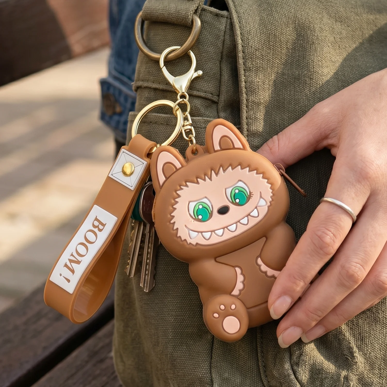 Cute Cartoon Character Mini Silicone Pouch Keychain with Strap (1 Pc) - Image 5