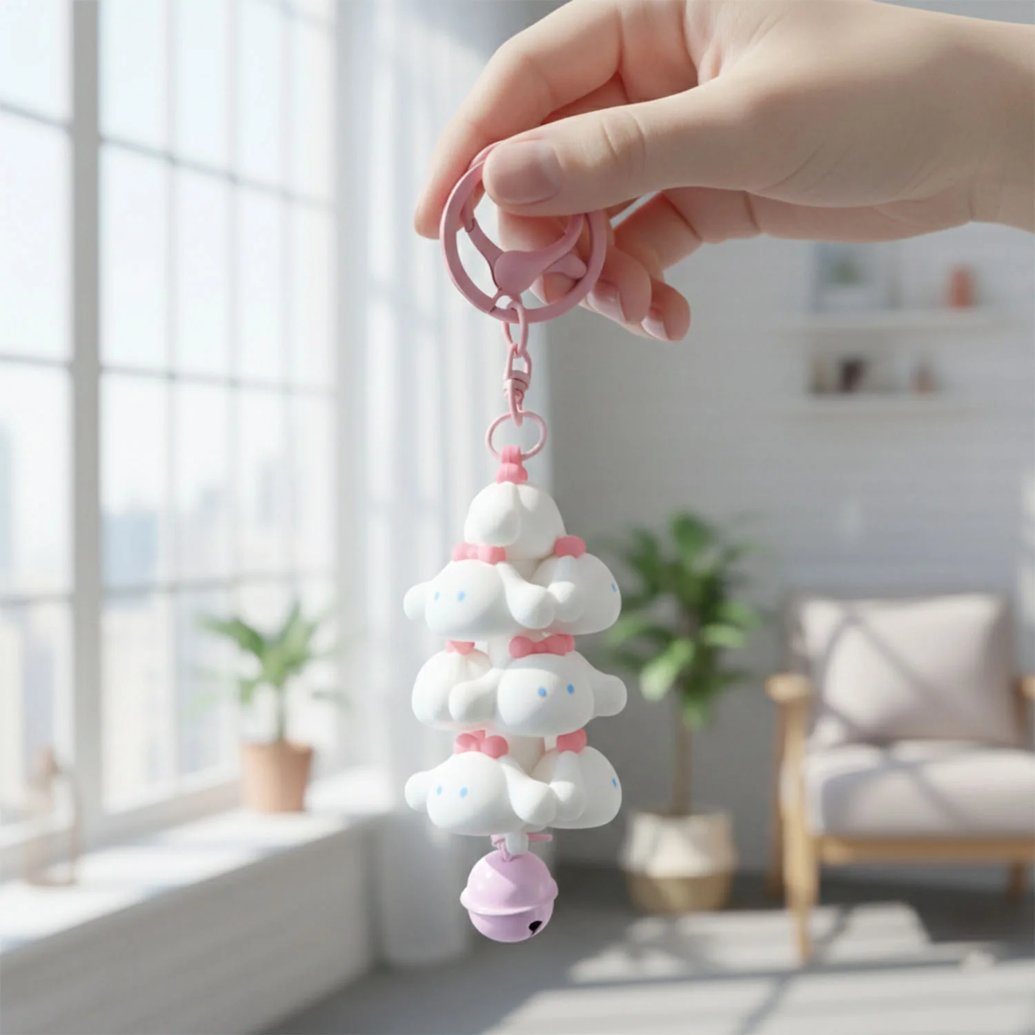 Cute Cartoon Cloud Stack Keychain with Bell (1 Pc , Mix Color) - Image 7