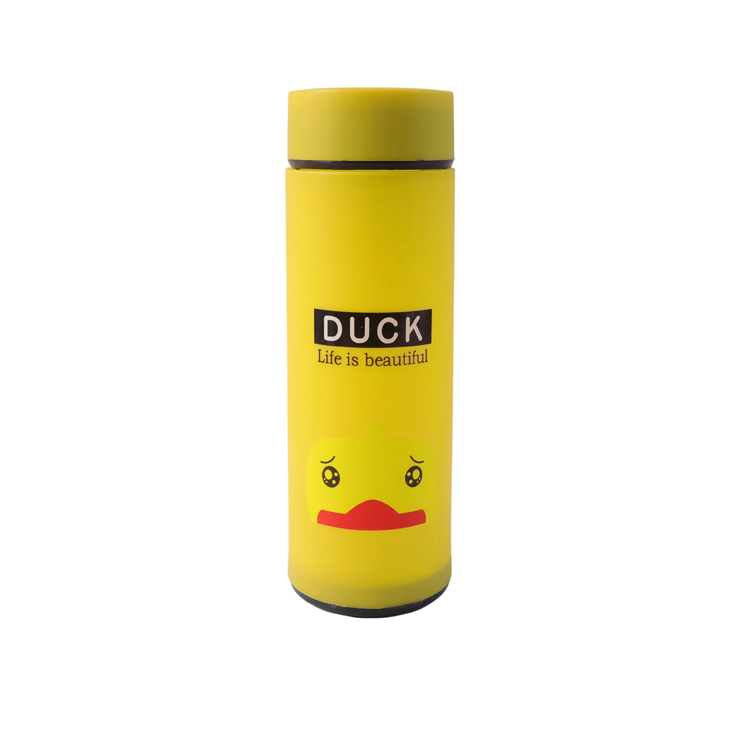 Cute Cartoon Design Frosted Glass Water Bottle with Leak Proof Lid (450 ML) - Image 4