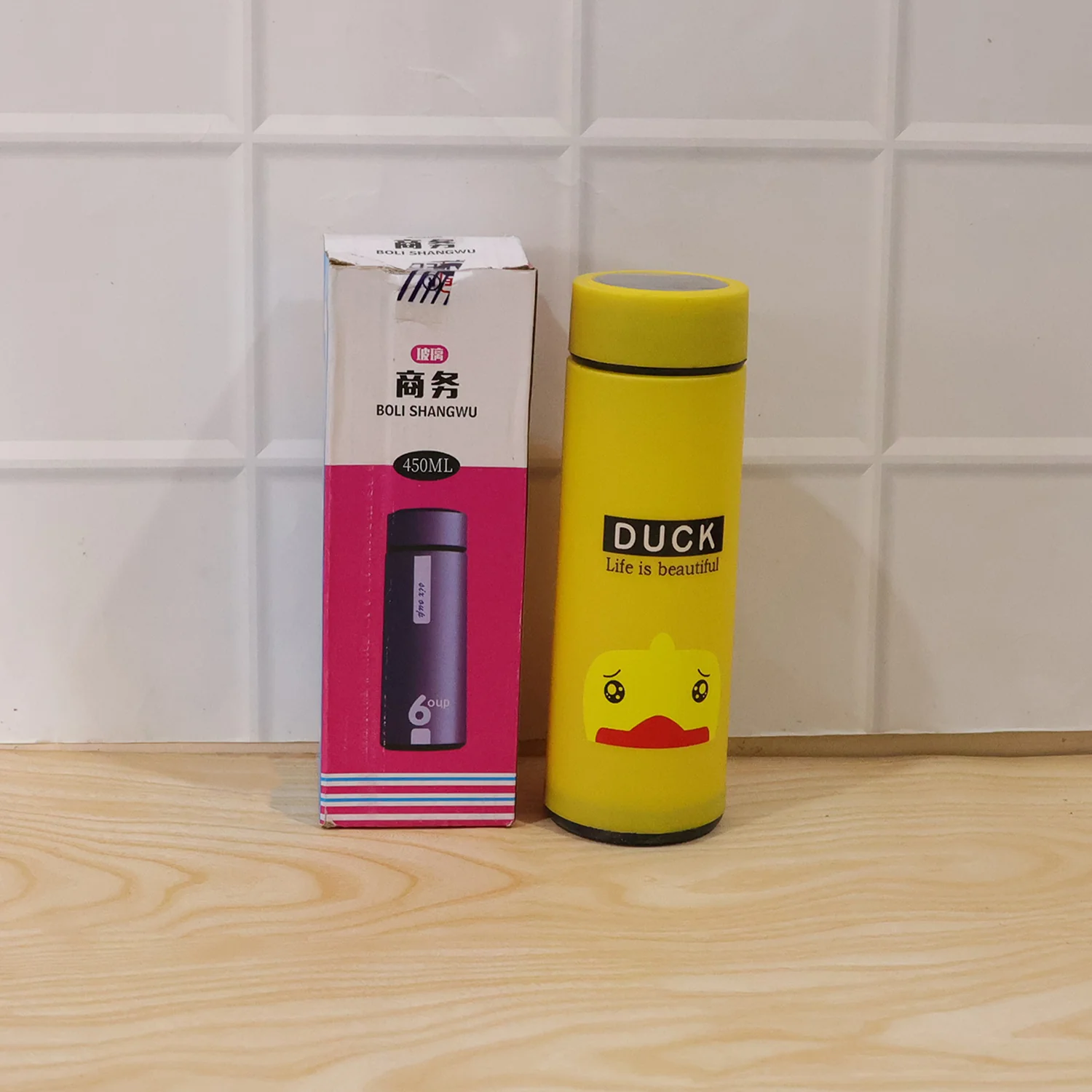 Cute Cartoon Design Frosted Glass Water Bottle with Leak Proof Lid (450 ML) - Image 8