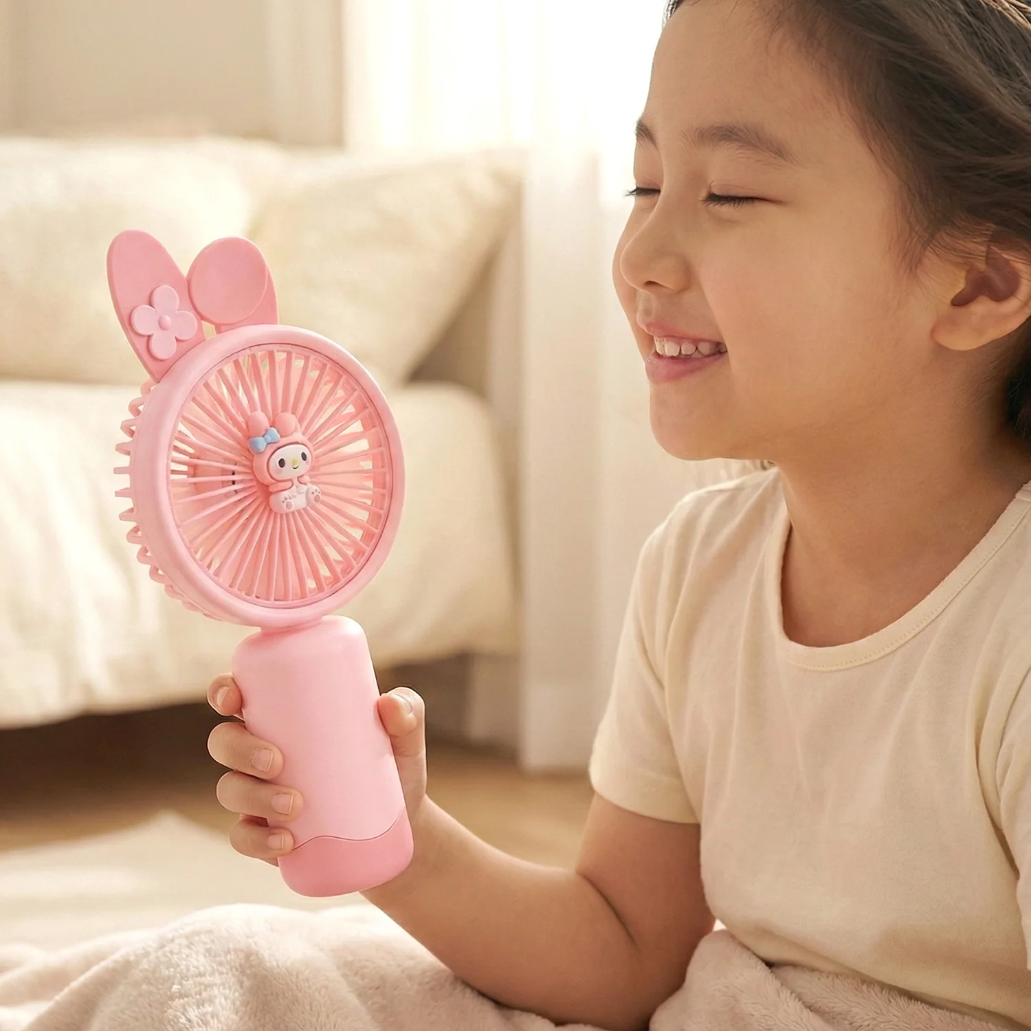 Cute Cartoon Design Rechargeable Mini Handheld Fan (1 Pc) - Image 3