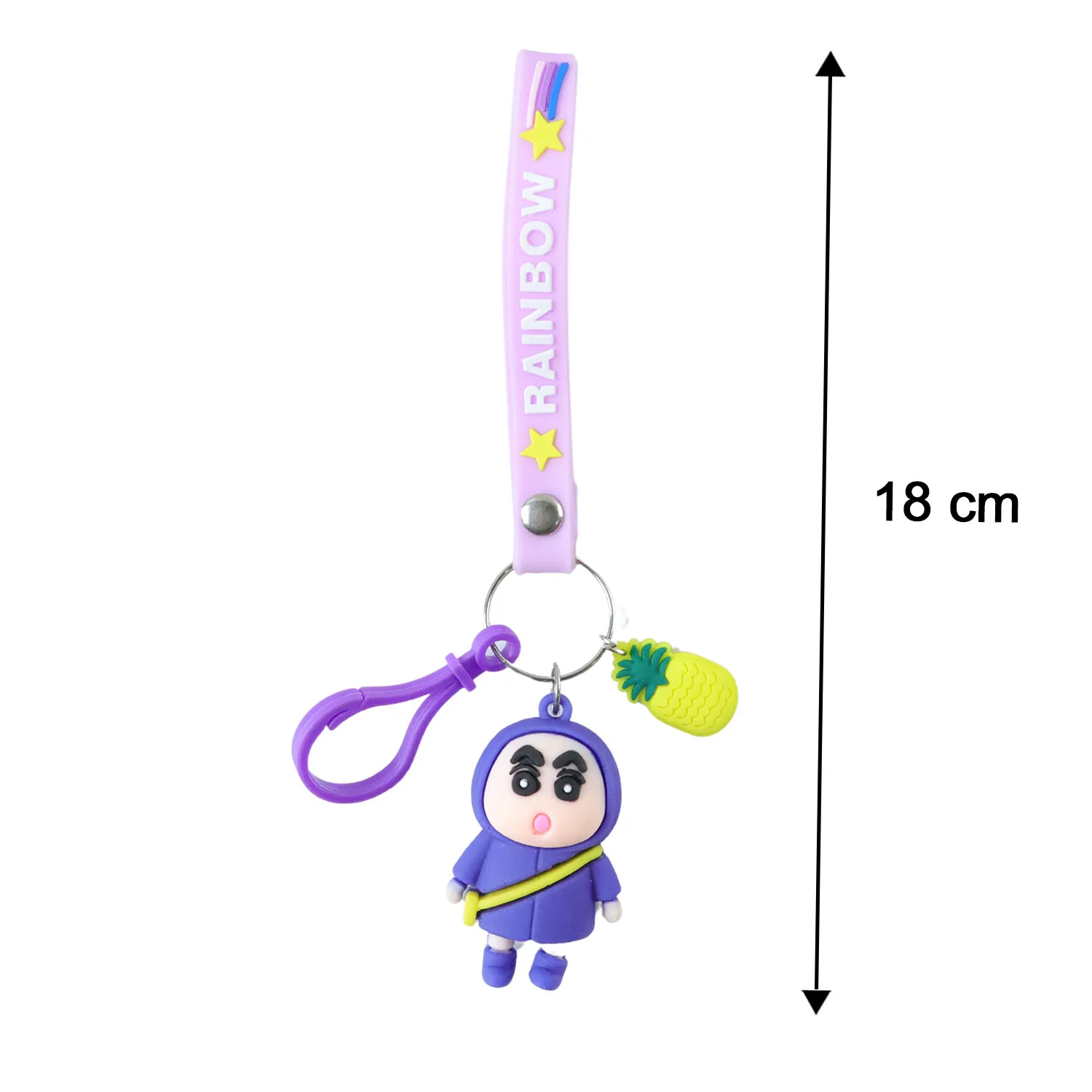 Cute Cartoon Doll Keychain with Strap and Pineapple Charm (1 Pc) - Image 6