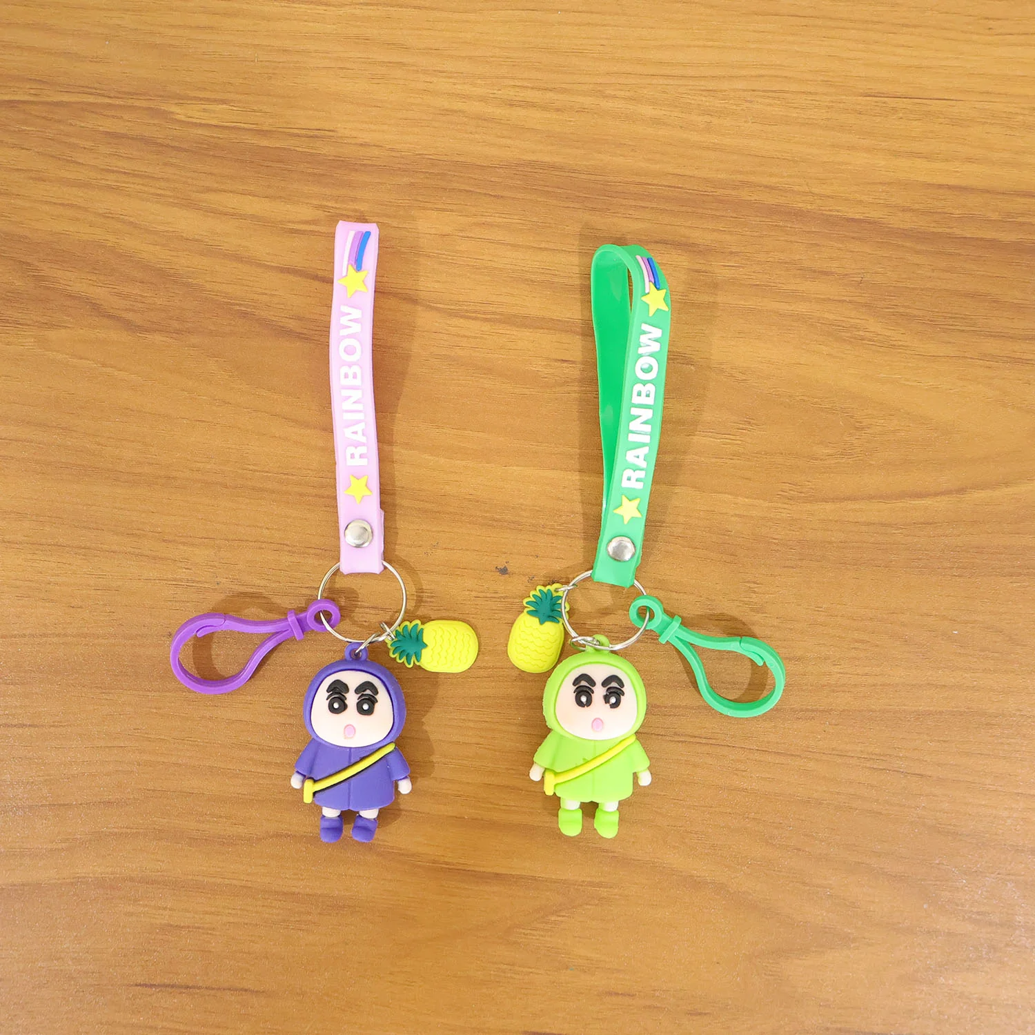 Cute Cartoon Doll Keychain with Strap and Pineapple Charm (1 Pc) - Image 8