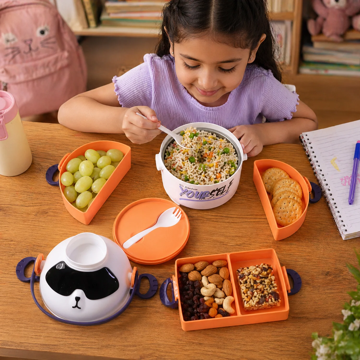 Cute Cartoon Double Layer Lunch Box (1 Pc) - Image 3