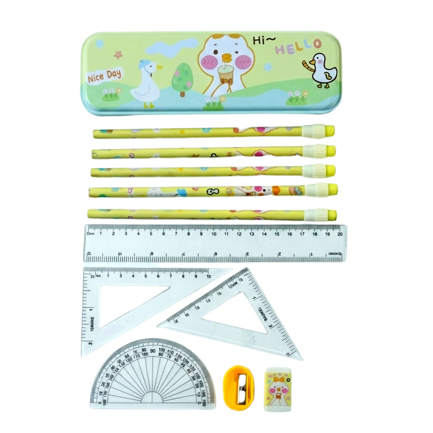 Cute Cartoon Geometry Box Stationery Set (1 Set) - Image 4