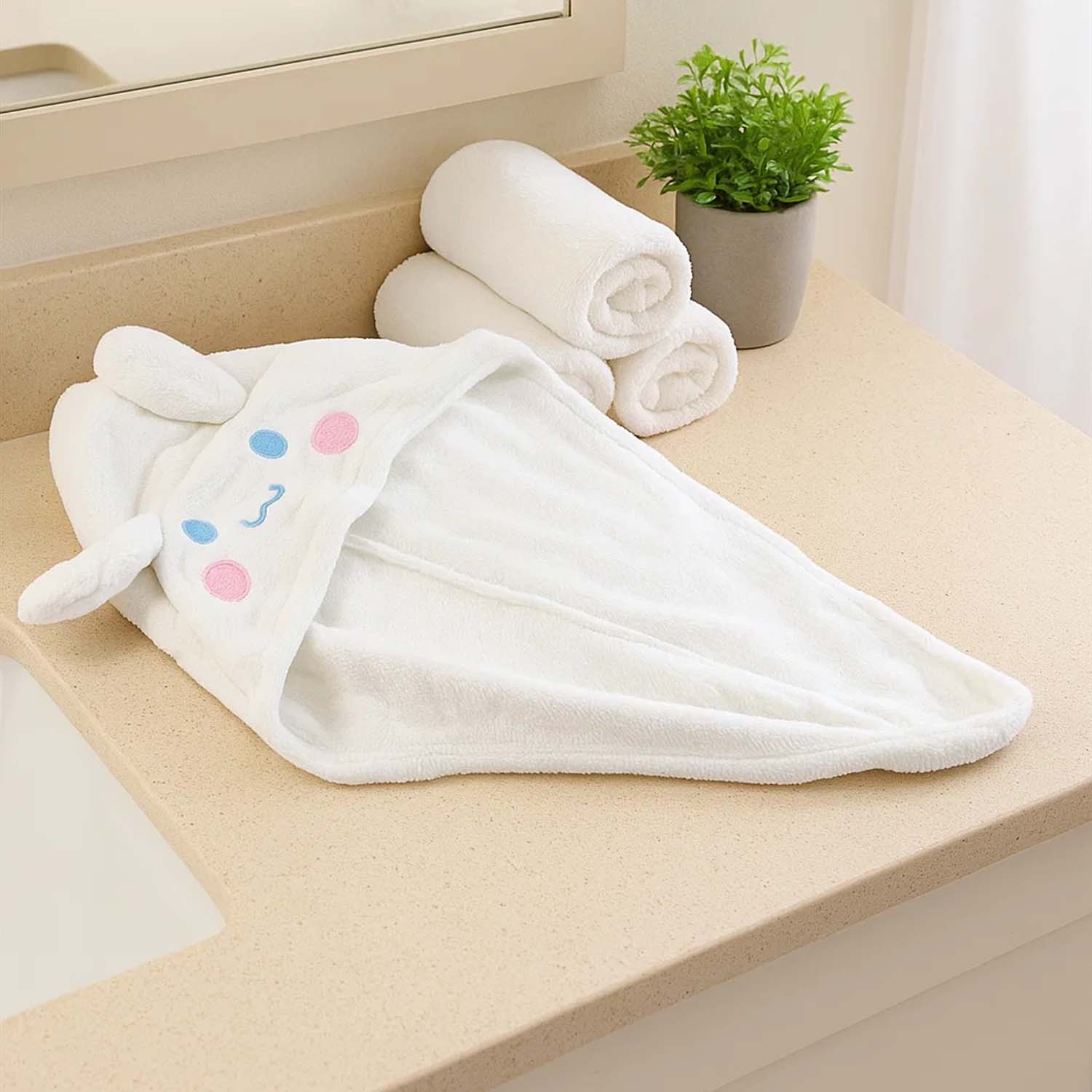 Cute Cartoon Hooded Hair Drying Towel Cap (1 Pc) - Image 4