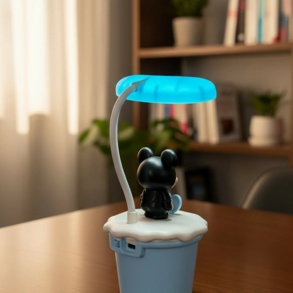 Cute Cartoon Mouse LED Desk Lamp with Pen Holder for Kids Room & Study Table - Image 2