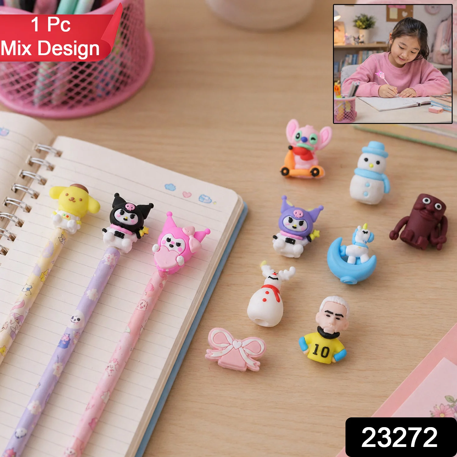 Cute Cartoon Pencil Topper Cap (1 Pc Mix Design) - Image 2