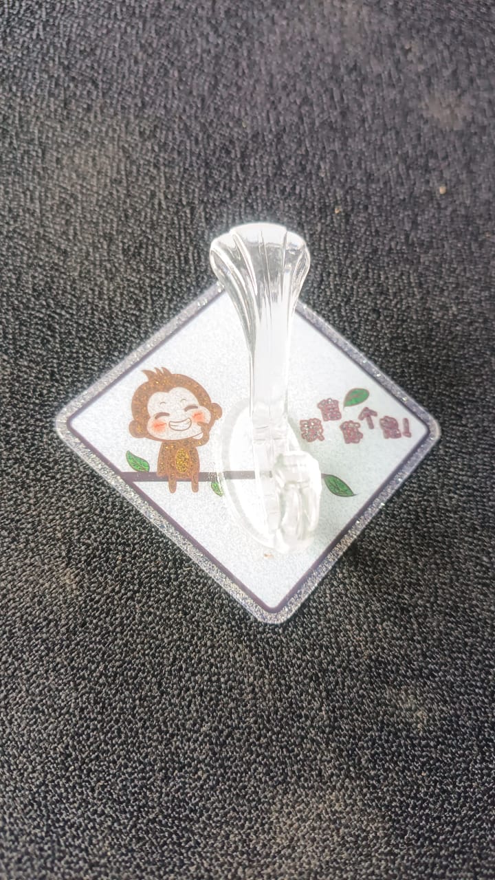 Cute Cartoon Print Transparent Wall Hook with Self-Adhesive Back (1 Pc) - Image 7