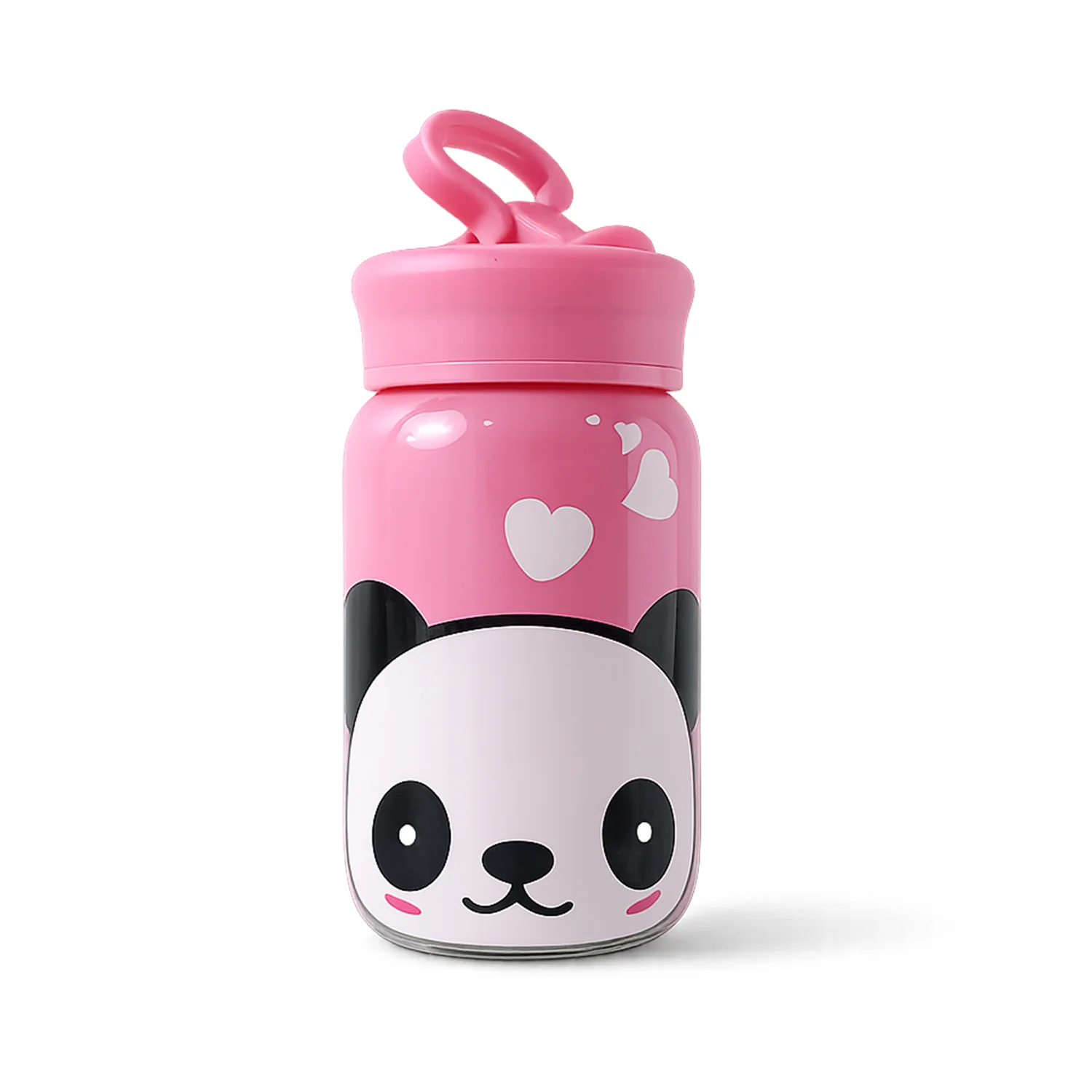 Cute Cartoon Printed Glass Drinking Bottle Cup with Lid (340 ML) - Image 4