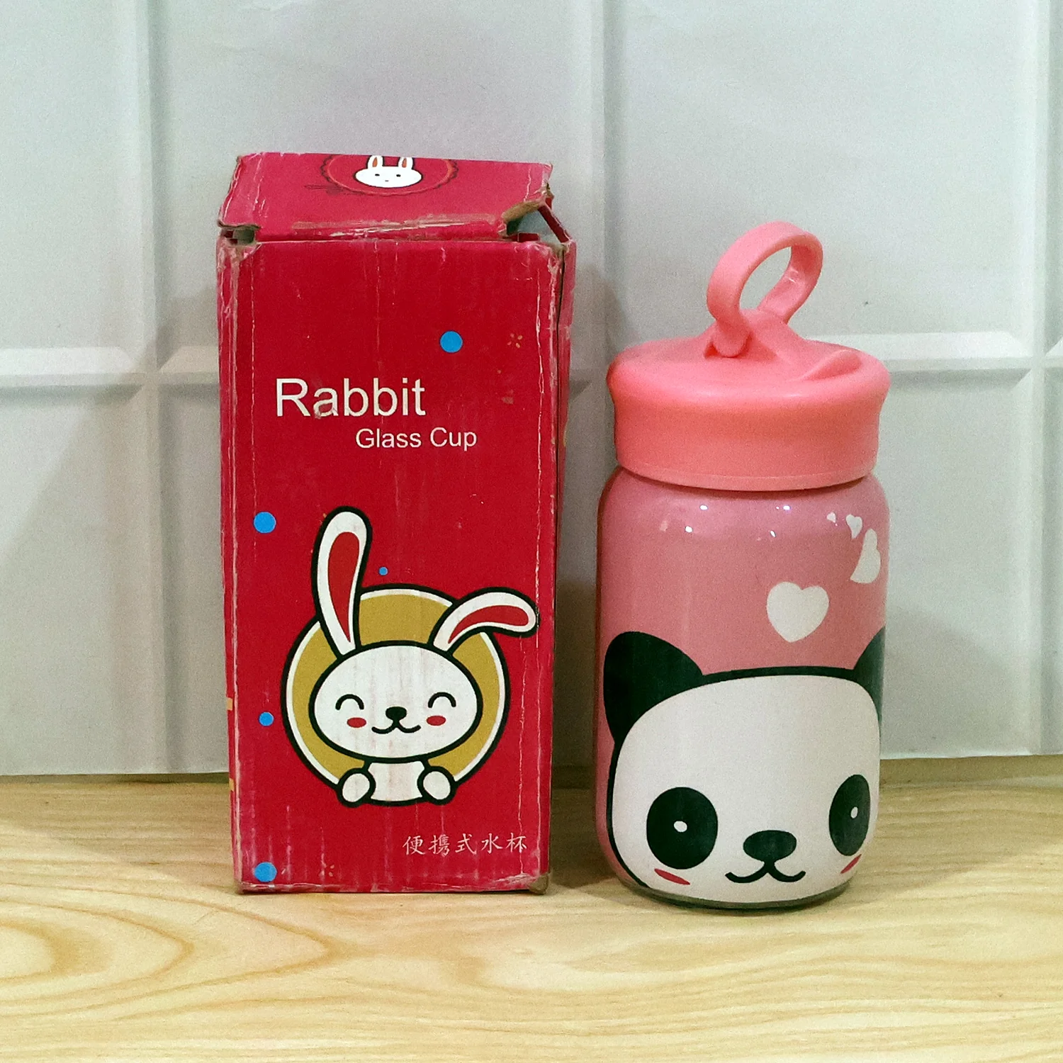 Cute Cartoon Printed Glass Drinking Bottle Cup with Lid (340 ML) - Image 8