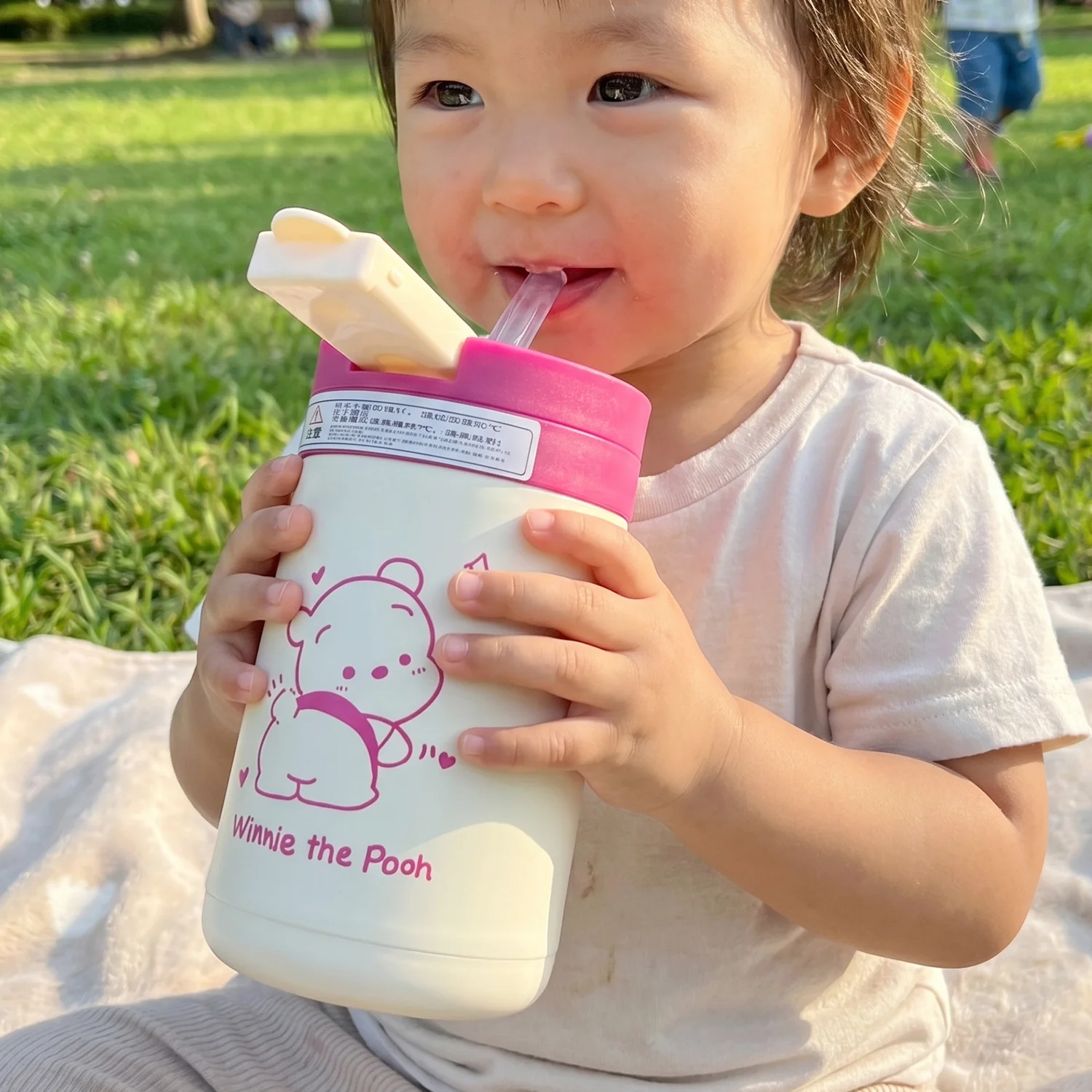 Cute Cartoon Printed Glass Tumbler with Lid and Straw (400 ML) - Image 5