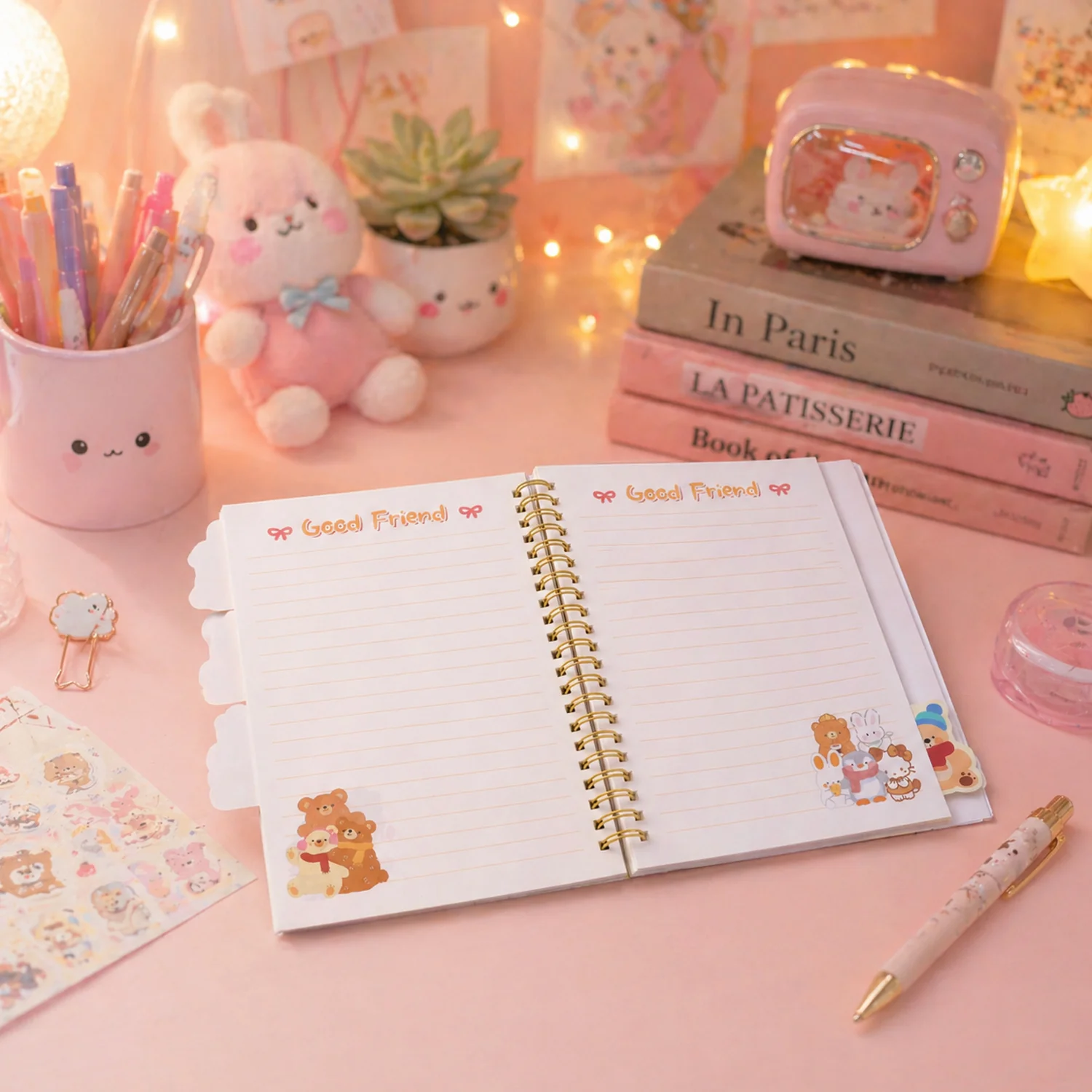 Cute Cartoon Printed Spiral Diary Notebook (54x196 MM) - Image 7